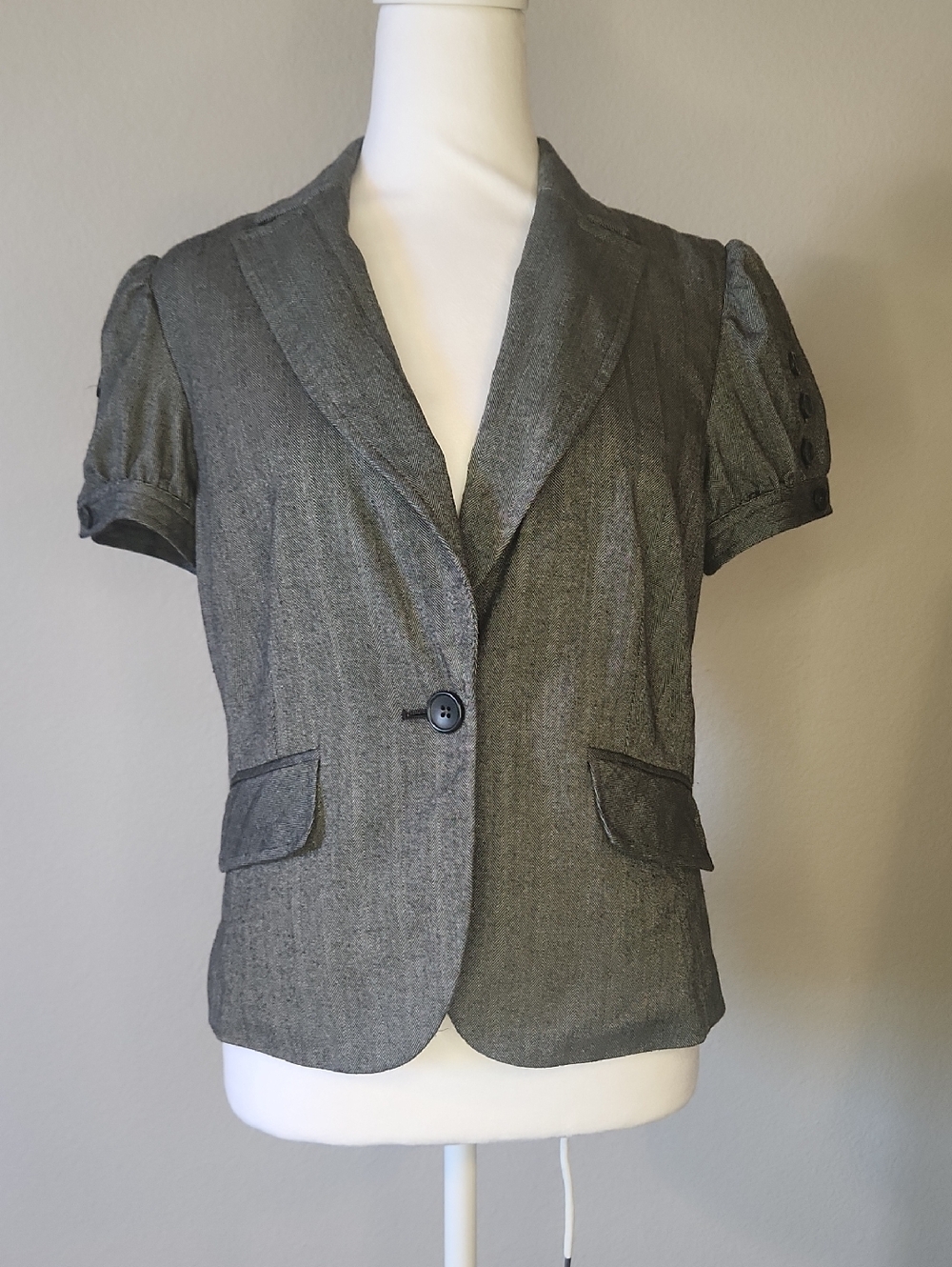 Apt. 9 Short-Sleeve Gray Single-Button Blazer Size 10
